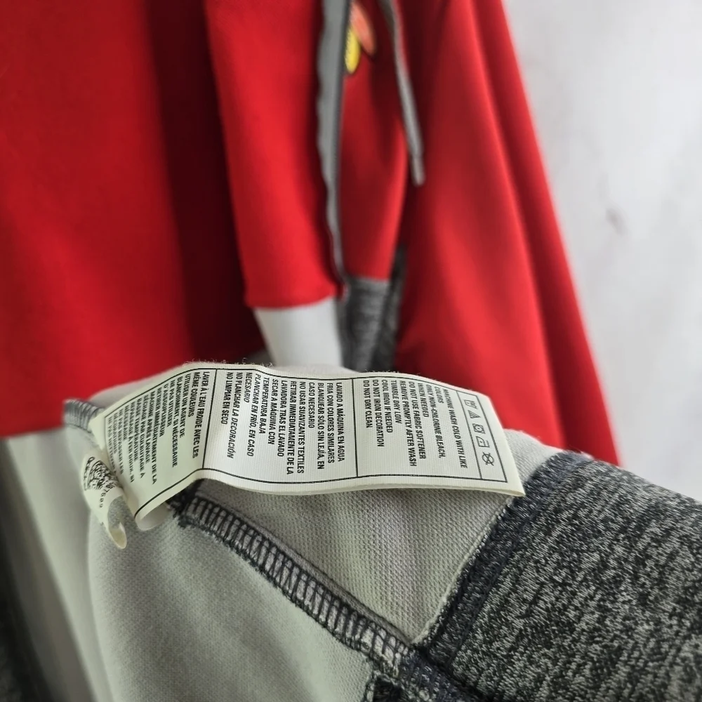 Chicago Blackhawks Jacket Mens Medium Red Gray Full Zip Sweatshirt Hooded Adidas